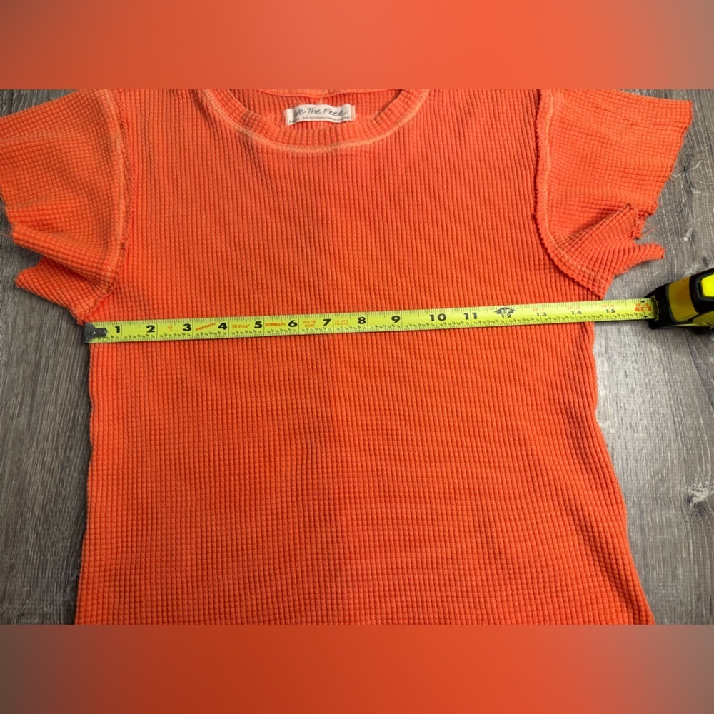 Free People We the Free What's Up Baby Waffle Tee T-Shirt XS Orange - Picture 7 of 9